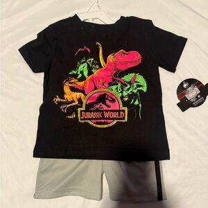 Black Dinosaur Tee & Shorts Set